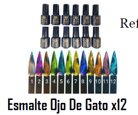 ESMALTE SEMI PERMANENTE COLECCION OJO DE GATO X 12