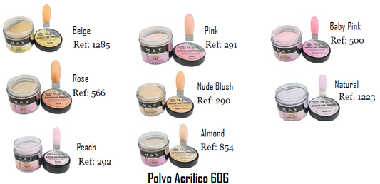 POLVO ACRILICO NUDE 60GRM SURTIDOS